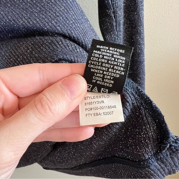 ✨ Violets & Roses Blue Metallic Night Sky Long Sleeve Top XS NWT - Picture 7 of 10